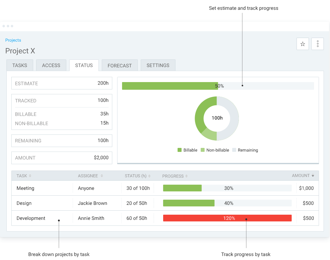 manage projects in Clockify