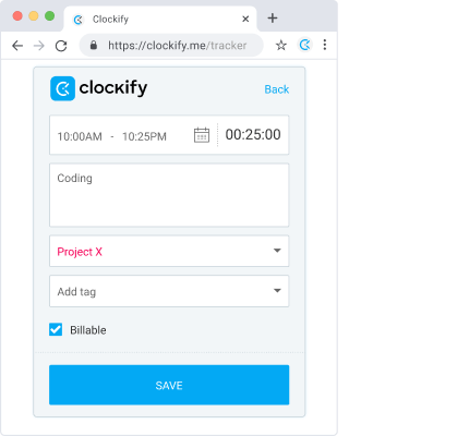 Clockify time tracking browser extension for Chrome