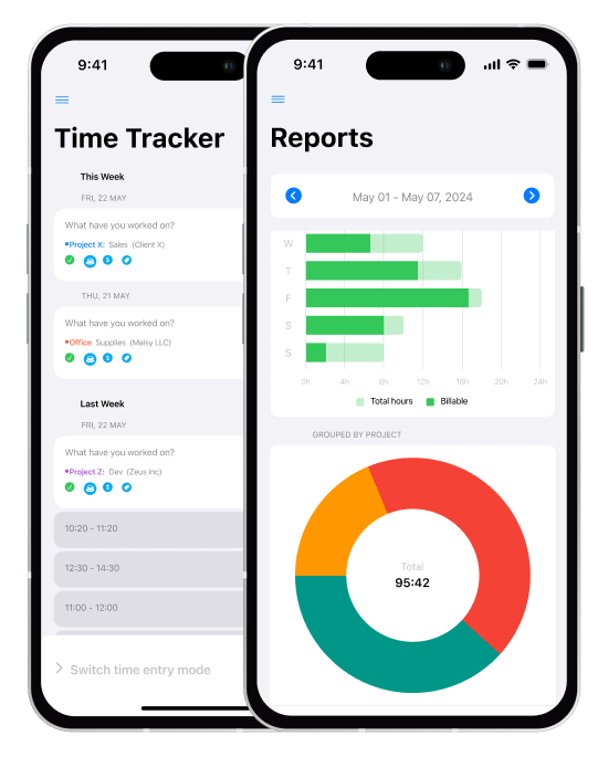 Free time tracking app for iOS devices (iPhone and iPad) screenshot