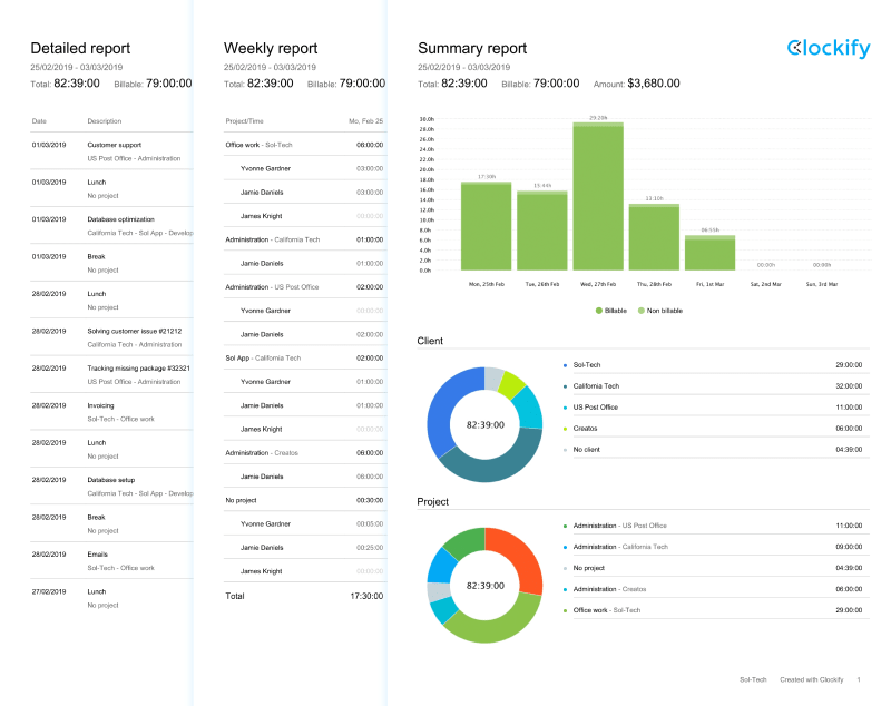 PDF time exports of billable hours