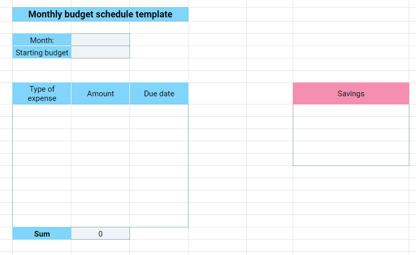 Monthly Budget Template