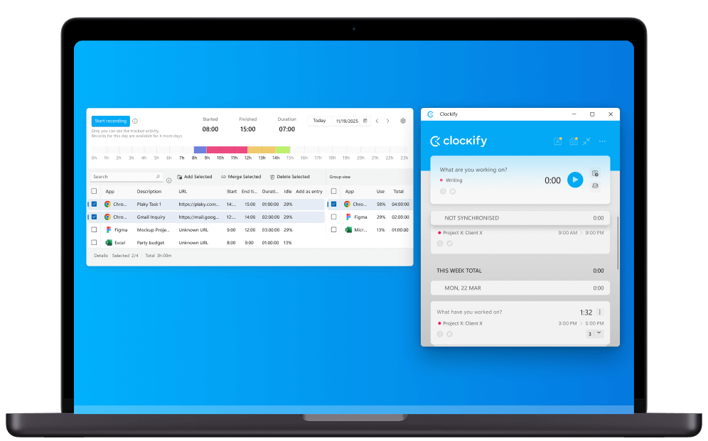 Free time tracking app for Microsoft Windows screenshot